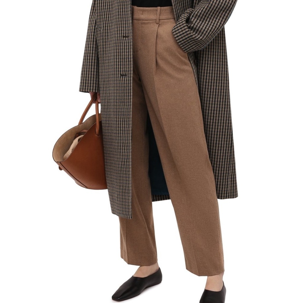 New VINCE Wool Pleated Ankle Pants Camel